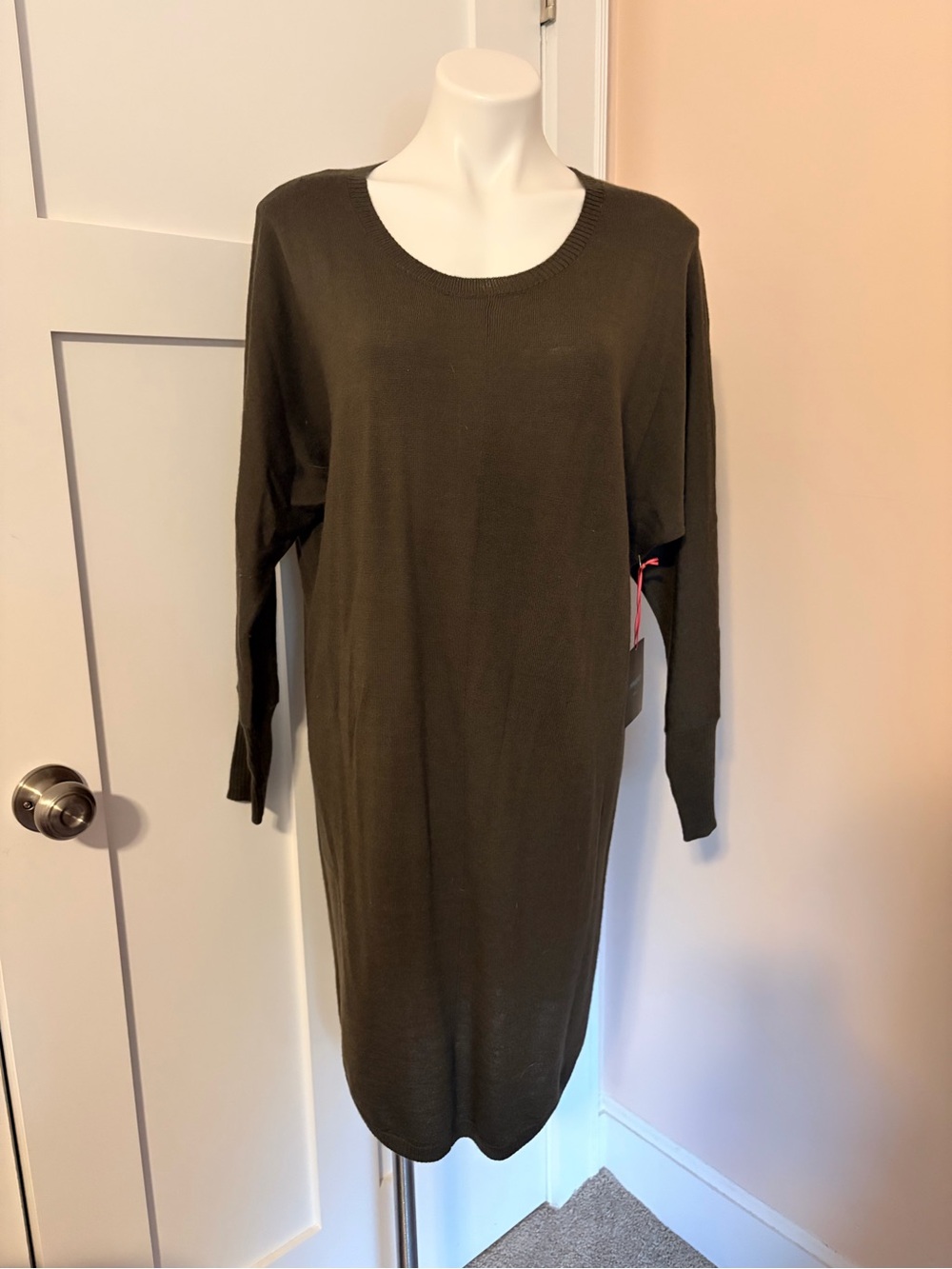 Women’s Olive Green Long Sleeve Merino Blend Dress
